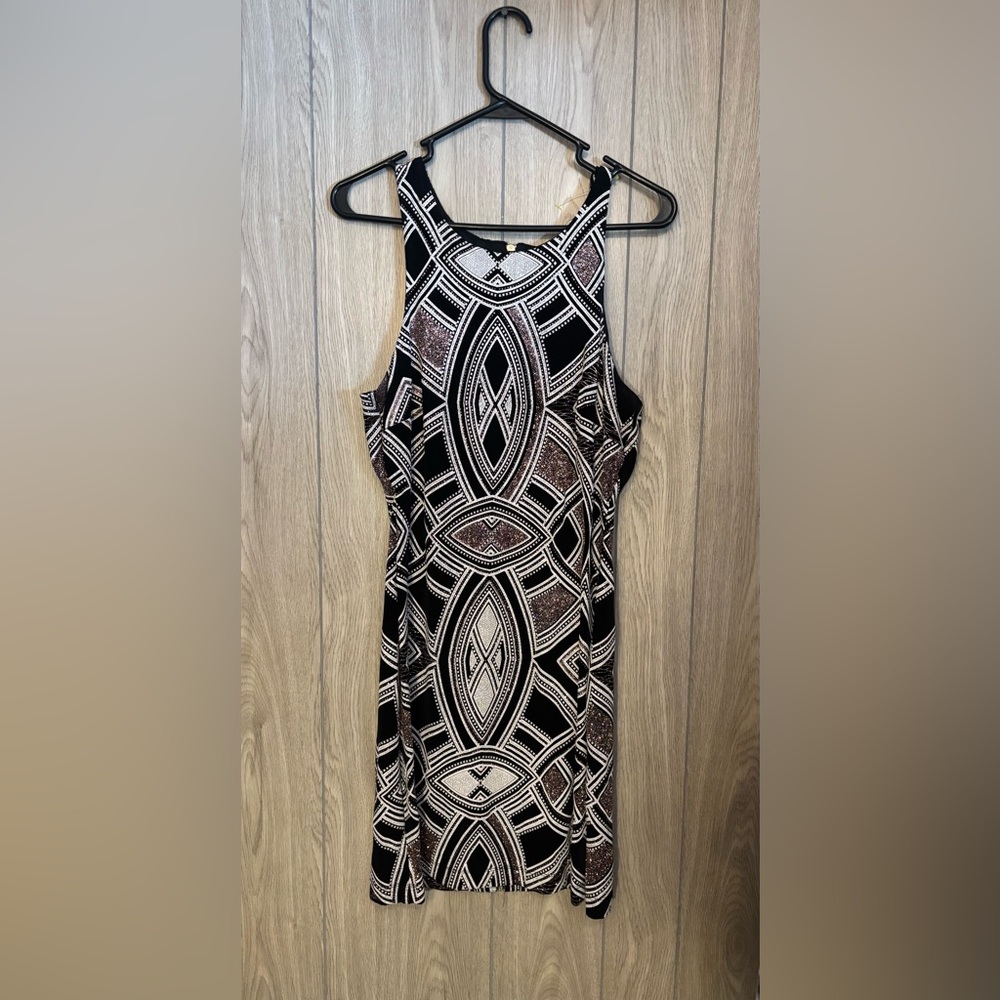 Speechless Black and Cream Geometric Mini Dress